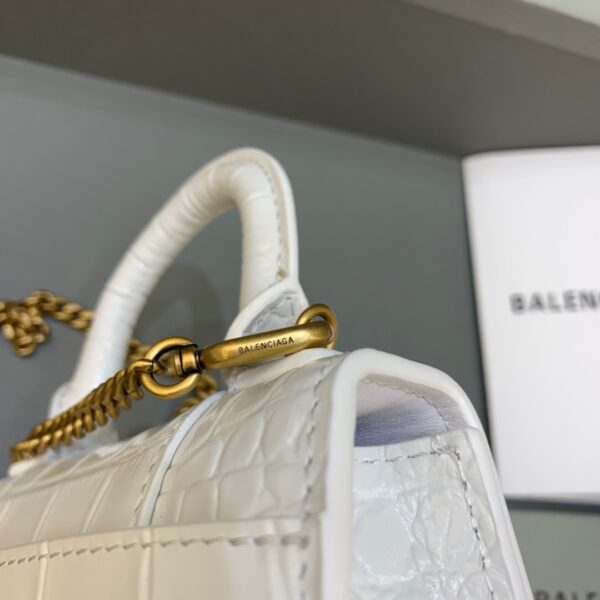 Balenciaga Hourglass Mini Handbag With Chain In White, For Women, Women's Bags 4.7in/12cm
