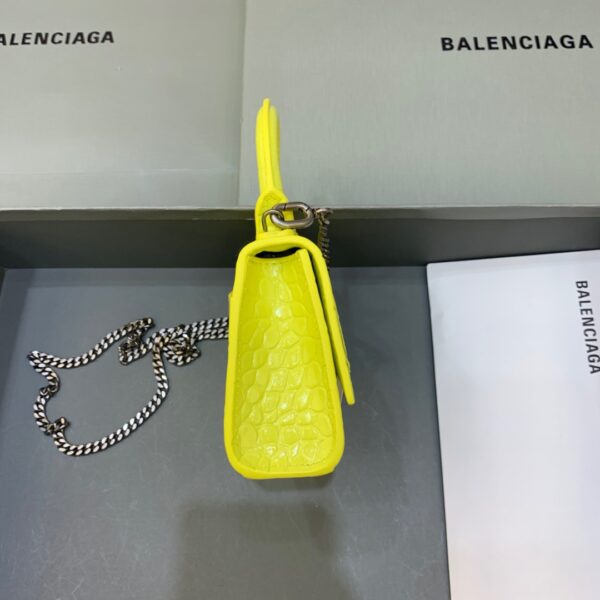 Balenciaga Hourglass Mini Handbag With Chain In Yellow, For Women, Women's Bags 4.7in/12cm