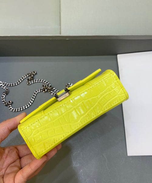 Balenciaga Hourglass Mini Handbag With Chain In Yellow, For Women, Women's Bags 4.7in/12cm