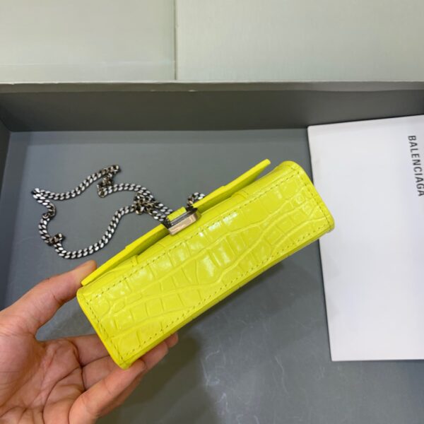 Balenciaga Hourglass Mini Handbag With Chain In Yellow, For Women, Women's Bags 4.7in/12cm