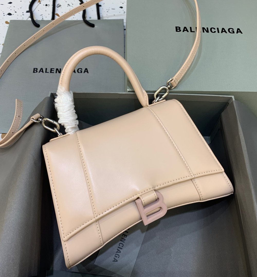 Balenciaga Hourglass Small Handbag In Beige, For Women, Women's Bags 9in/23cm