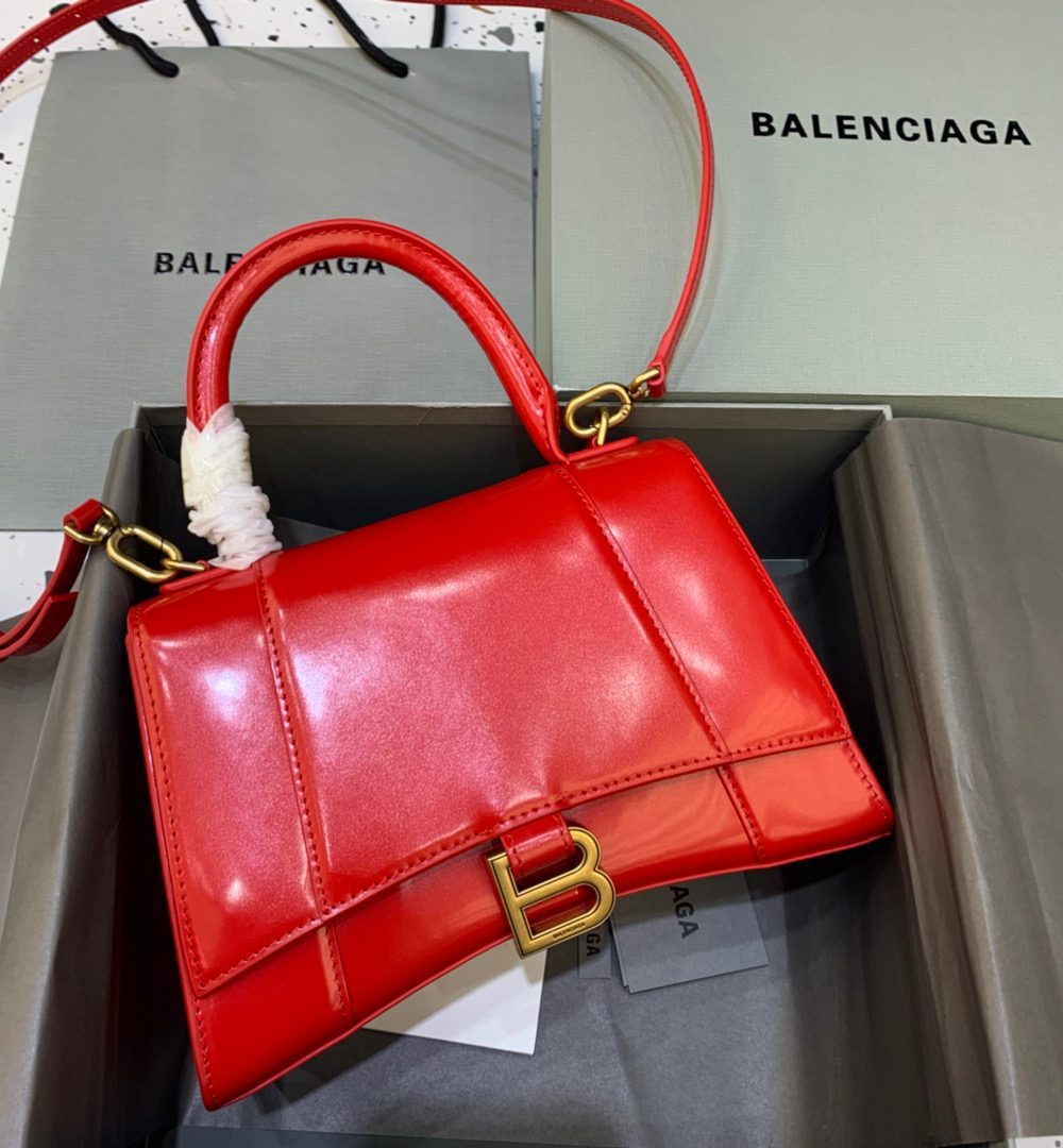 Balenciaga Hourglass Small Handbag In Bright Red, For Women, Women's Bags 9in/23cm 5935461QJ4M6406