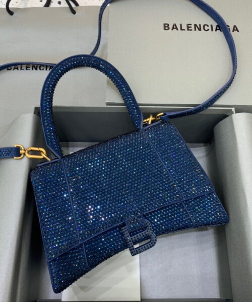 Balenciaga Hourglass Small Handbag In Dark Blue, For Women, Women's Bags 9in/23cm