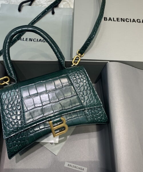 Balenciaga Hourglass Small Handbag In Dark Green, For Women, Women's Bags 9in/23cm