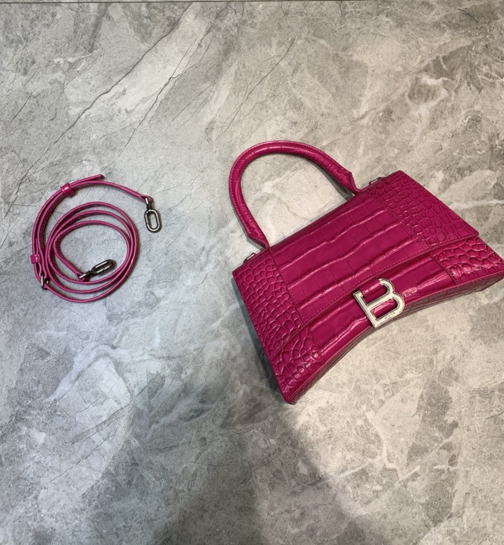 Balenciaga Hourglass Small Handbag In Dark Pink, For Women, Women's Bags 9in/23cm