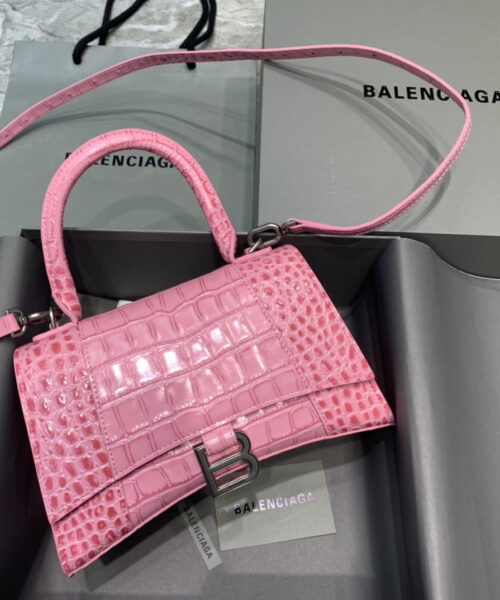 Balenciaga Hourglass Small Handbag In Dark Pink, For Women, Women's Bags 9in/23cm