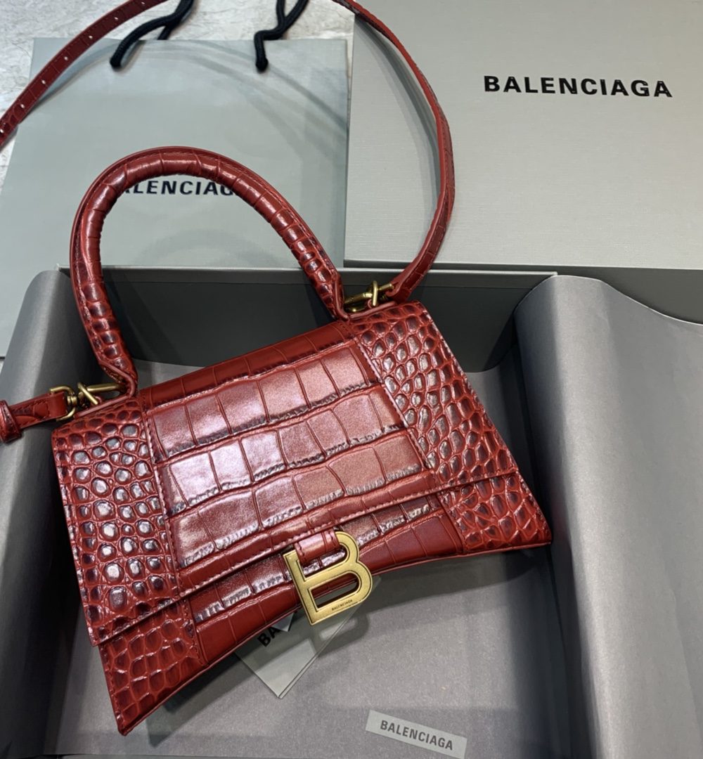Balenciaga Hourglass Small Handbag In Dark Red, For Women, Women's Bags 9in/23cm 5935461LRGM6211