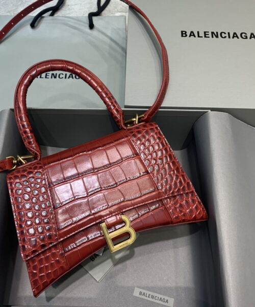 Balenciaga Hourglass Small Handbag In Dark Red, For Women, Women's Bags 9in/23cm 5935461LRGM6211