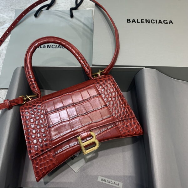Balenciaga Hourglass Small Handbag In Dark Red, For Women, Women's Bags 9in/23cm 5935461LRGM6211