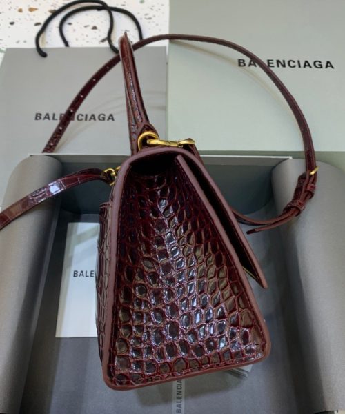 Balenciaga Hourglass Small Handbag In Dark Red, For Women, Women's Bags 9in/23cm