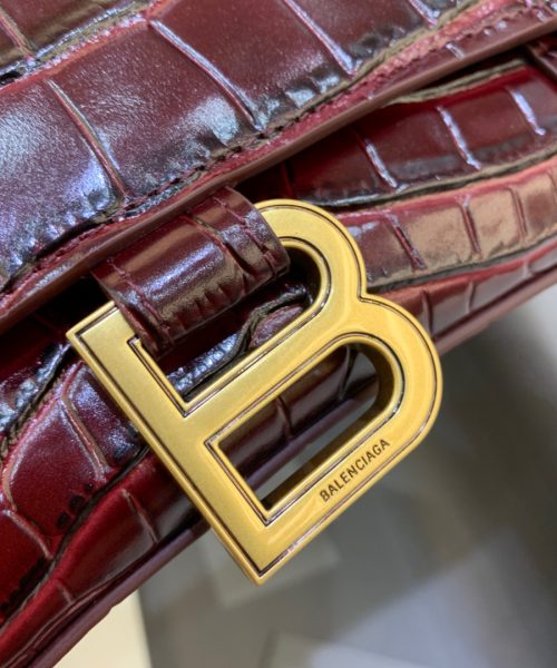 Balenciaga Hourglass Small Handbag In Dark Red, For Women, Women's Bags 9in/23cm