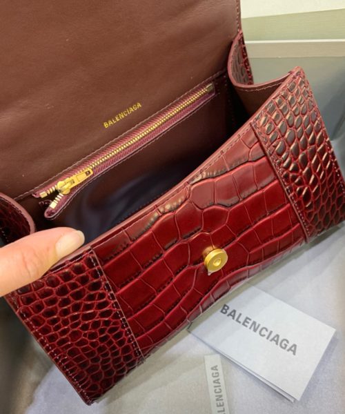 Balenciaga Hourglass Small Handbag In Dark Red, For Women, Women's Bags 9in/23cm