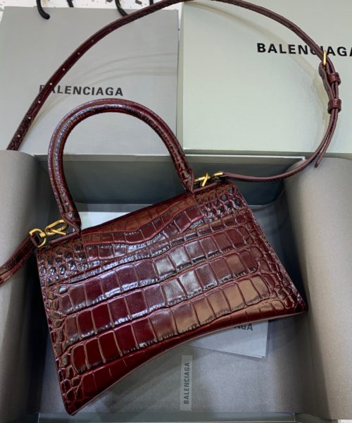 Balenciaga Hourglass Small Handbag In Dark Red, For Women, Women's Bags 9in/23cm