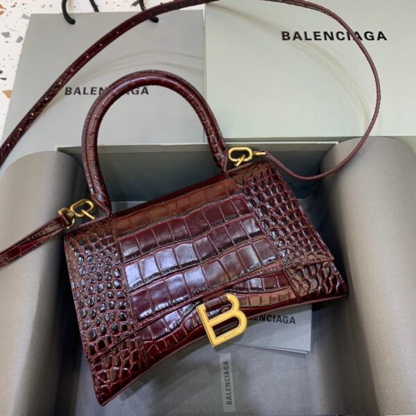 Balenciaga Hourglass Small Handbag In Dark Red, For Women, Women's Bags 9in/23cm