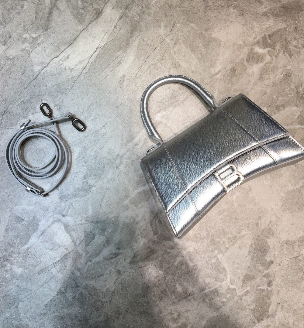 Balenciaga Hourglass Small Handbag In Grey, For Women, Women's Bags 9in/23cm