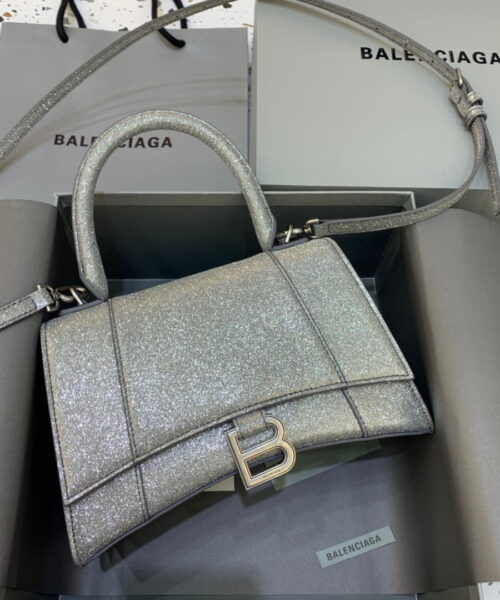 Balenciaga Hourglass Small Handbag In Grey, For Women, Women's Bags 9in/23cm