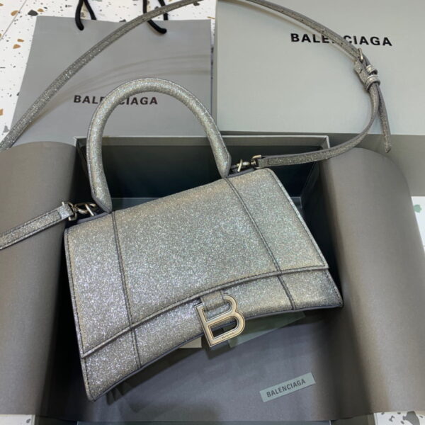 Balenciaga Hourglass Small Handbag In Grey, For Women, Women's Bags 9in/23cm