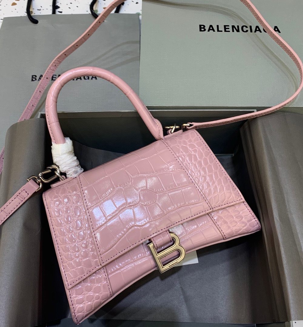 Balenciaga Hourglass Small Handbag In Pink, For Women, Women's Bags 9in/23cm 5935461LR6Y5906