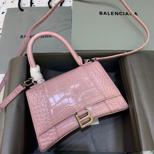 Balenciaga Hourglass Small Handbag In Pink, For Women, Women's Bags 9in/23cm 5935461LR6Y5906