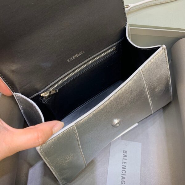 Balenciaga Hourglass Small Handbag In Sliver, For Women, Women's Bags 9in/23cm