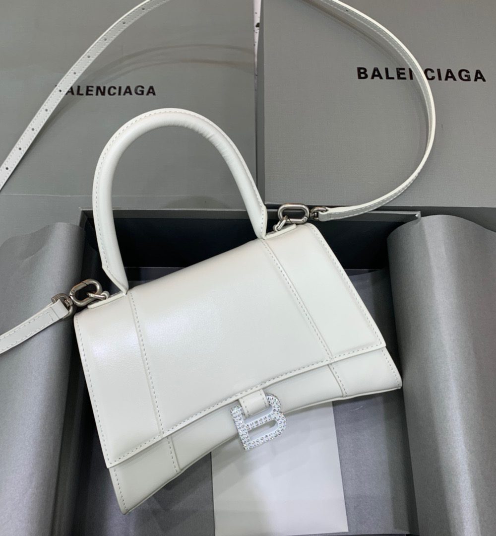Balenciaga Hourglass Small Handbag In White, For Women, Women's Bags 9in/23cm 5928331QJ4Y9028