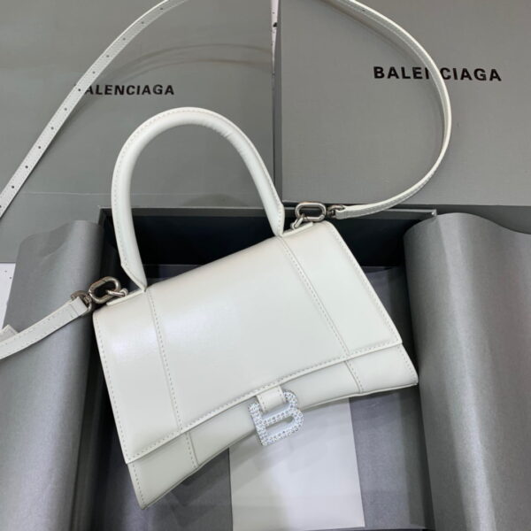 Balenciaga Hourglass Small Handbag In White, For Women, Women's Bags 9in/23cm 5928331QJ4Y9028