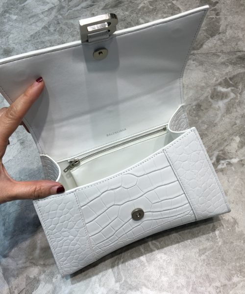 Balenciaga Hourglass Small Handbag In White, For Women, Women's Bags 9in/23cm 5935461LR6Y9016