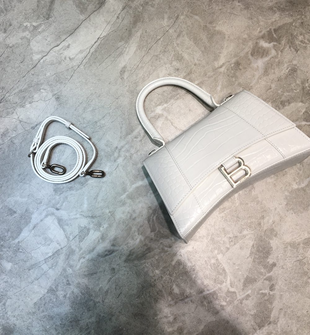 Balenciaga Hourglass Small Handbag In White, For Women, Women's Bags 9in/23cm 5935461LR6Y9016