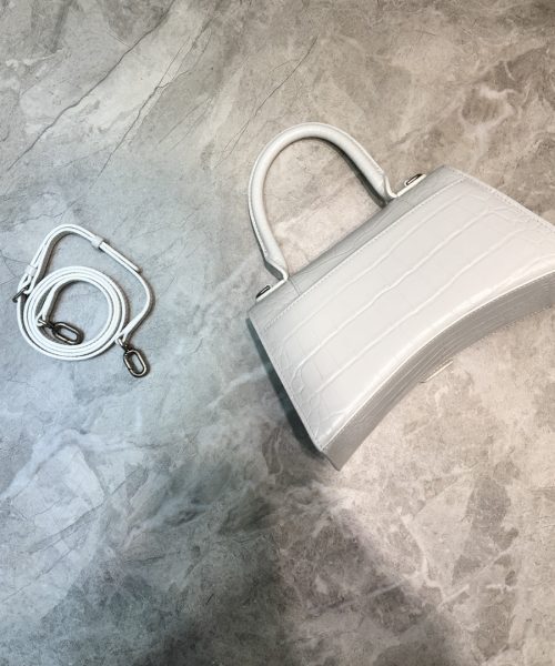 Balenciaga Hourglass Small Handbag In White, For Women, Women's Bags 9in/23cm 5935461LR6Y9016
