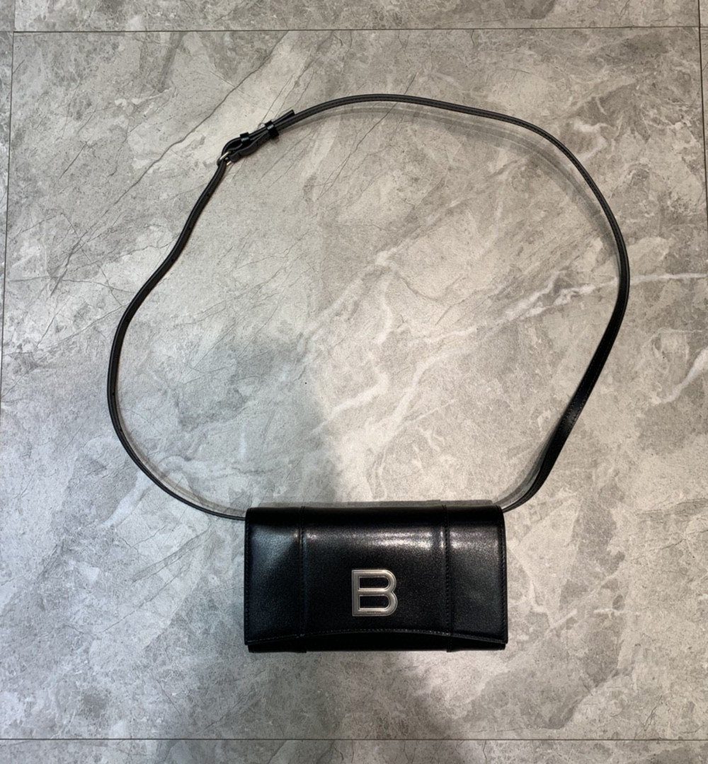 Balenciaga Hourglass Wallet Bag In Black, For Women, Women's Bags 8in/20cm