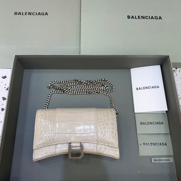 Balenciaga Hourglass Wallet On Chain in Beige, For Women, Women's Bags 7.6in/19cm
