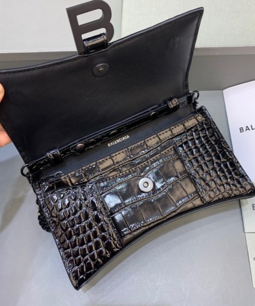 Balenciaga Hourglass Wallet On Chain in Black, For Women, Women's Bags 7.6in/19cm 6560501LR671000