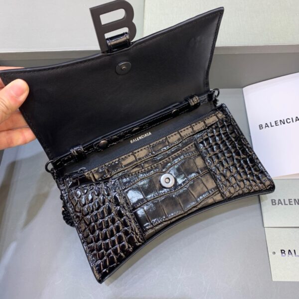 Balenciaga Hourglass Wallet On Chain in Black, For Women, Women's Bags 7.6in/19cm 6560501LR671000