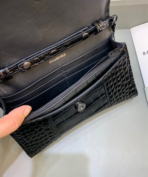 Balenciaga Hourglass Wallet On Chain in Black, For Women, Women's Bags 7.6in/19cm 6560501LR671000