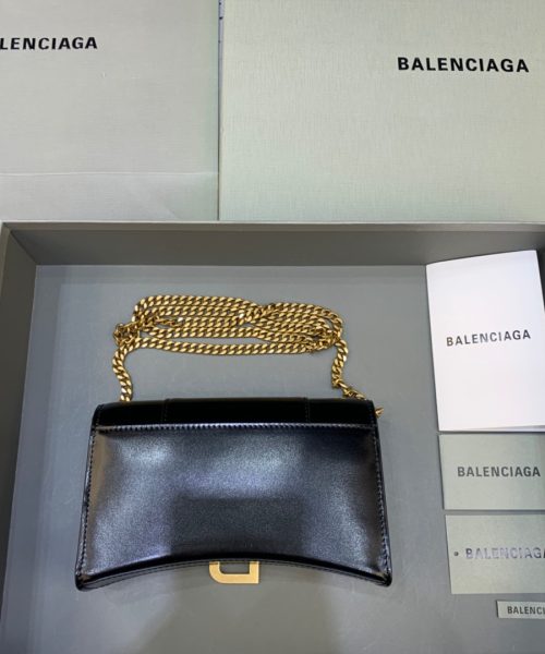 Balenciaga Hourglass Wallet On Chain in Black, For Women, Women's Bags 7.6in/19cm 6560501QJ4M1000