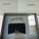 Balenciaga Hourglass Wallet On Chain in Black, For Women, Women's Bags 7.6in/19cm 6560502102G1000