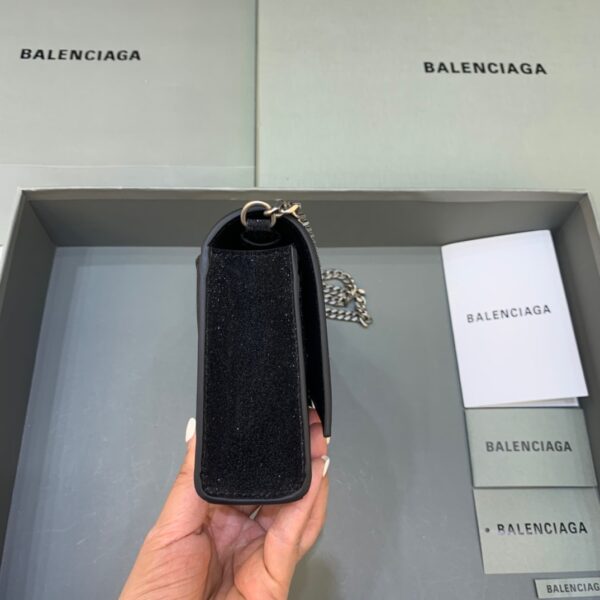 Balenciaga Hourglass Wallet On Chain in Black, For Women, Women's Bags 7.6in/19cm 6560502102G1000