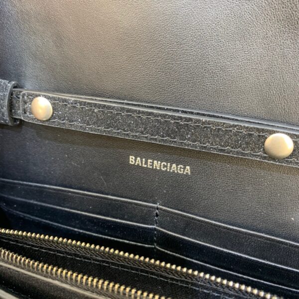 Balenciaga Hourglass Wallet On Chain in Black, For Women, Women's Bags 7.6in/19cm 6560502102G1000