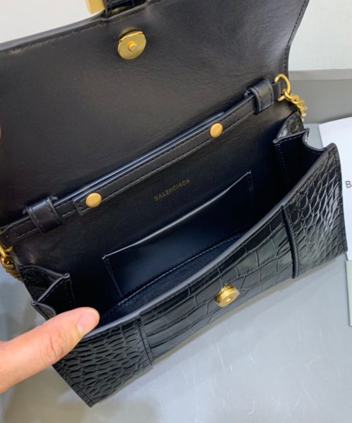 Balenciaga Hourglass Wallet On Chain in Black, For Women, Women's Bags 9in/23cm