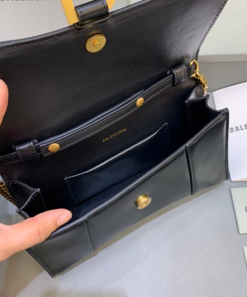 Balenciaga Hourglass Wallet On Chain in Black, For Women, Women's Bags 9in/23cm