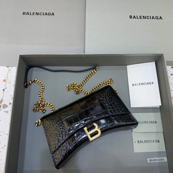 Balenciaga Hourglass Wallet On Chain in Black, For Women, Women's Bags 9in/23cm