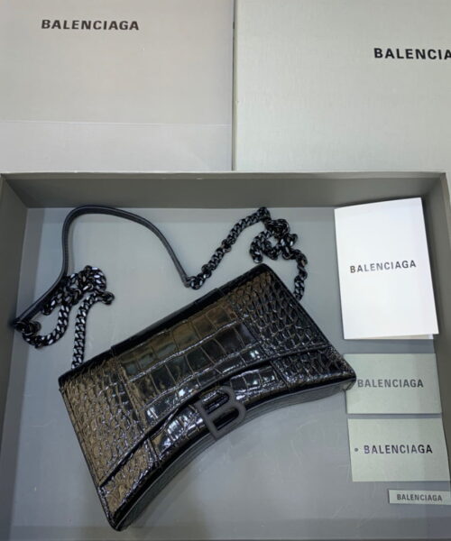 Balenciaga Hourglass Wallet On Chain in Black, For Women, Women's Bags 9in/23cm