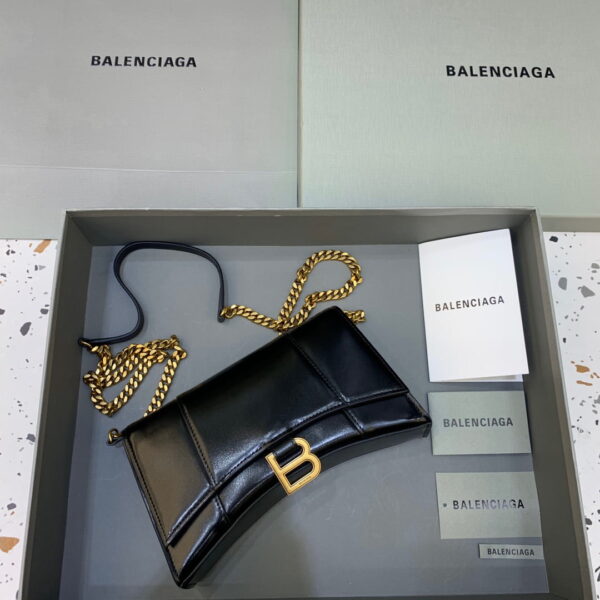 Balenciaga Hourglass Wallet On Chain in Black, For Women, Women's Bags 9in/23cm