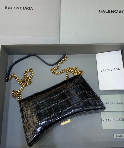 Balenciaga Hourglass Wallet On Chain in Black, For Women, Women's Bags 9in/23cm
