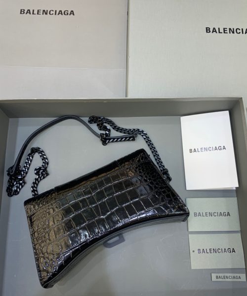 Balenciaga Hourglass Wallet On Chain in Black, For Women, Women's Bags 9in/23cm