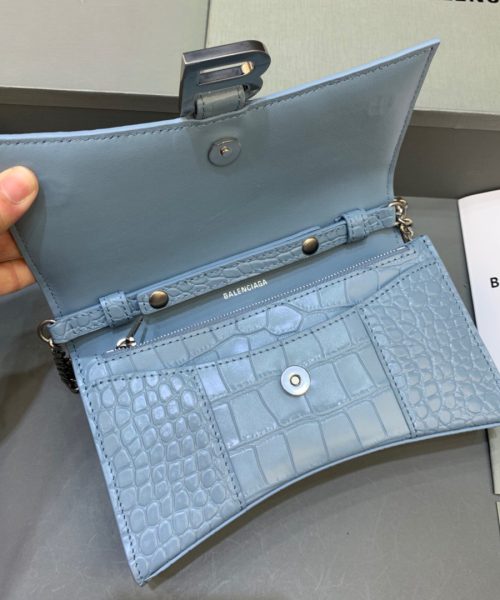 Balenciaga Hourglass Wallet On Chain in Blue, For Women, Women's Bags 7.6in/19cm