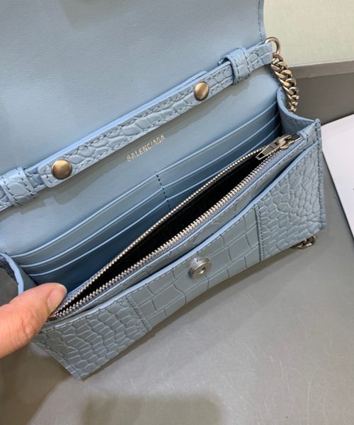 Balenciaga Hourglass Wallet On Chain in Blue, For Women, Women's Bags 7.6in/19cm