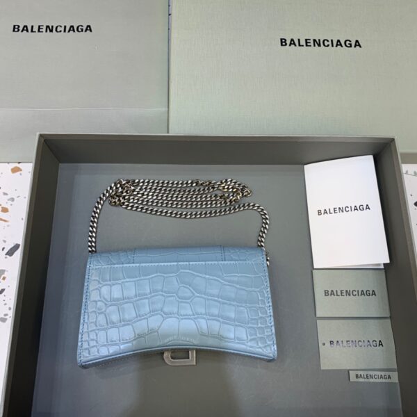 Balenciaga Hourglass Wallet On Chain in Blue, For Women, Women's Bags 7.6in/19cm