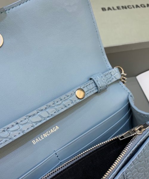 Balenciaga Hourglass Wallet On Chain in Blue, For Women, Women's Bags 7.6in/19cm
