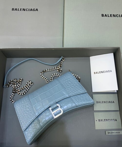Balenciaga Hourglass Wallet On Chain in Blue, For Women, Women's Bags 9in/23cm